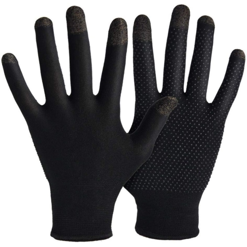 Touchscreen compatible texting/gaming acrylic knit gloves small black
